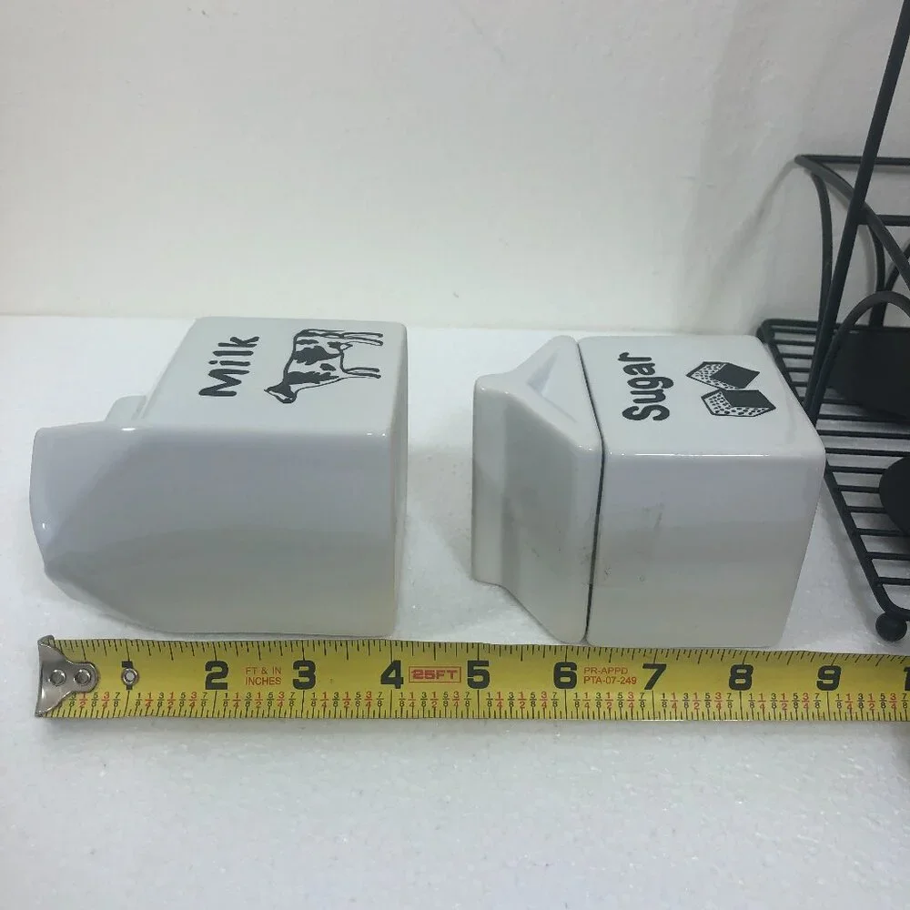 NWT Studio Nova Country Cottage Sugar Creamer & Ceramic Milk Cow & Black Caddy - Picture 5 of 8